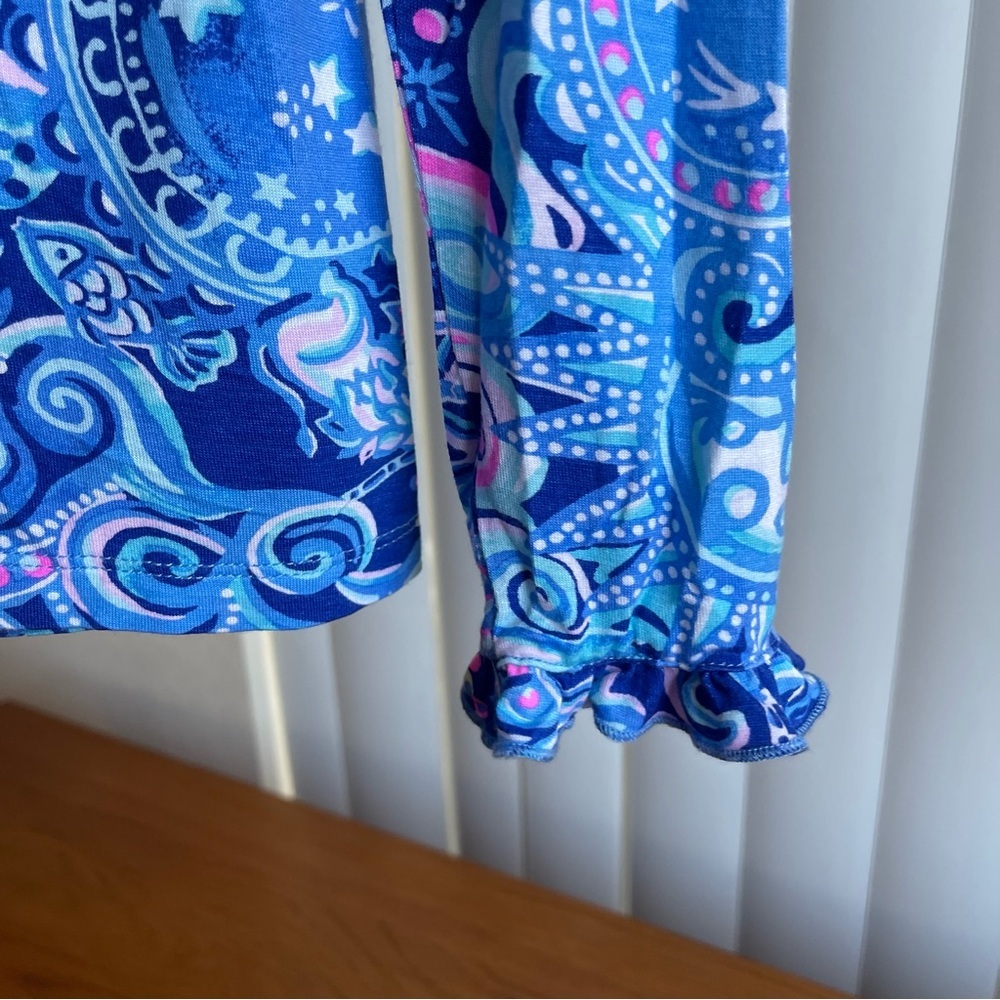 Lilly Pulitzer Ruffle PJ Button-Up Top Cosmic Kismet Size XS - Picture 8 of 12